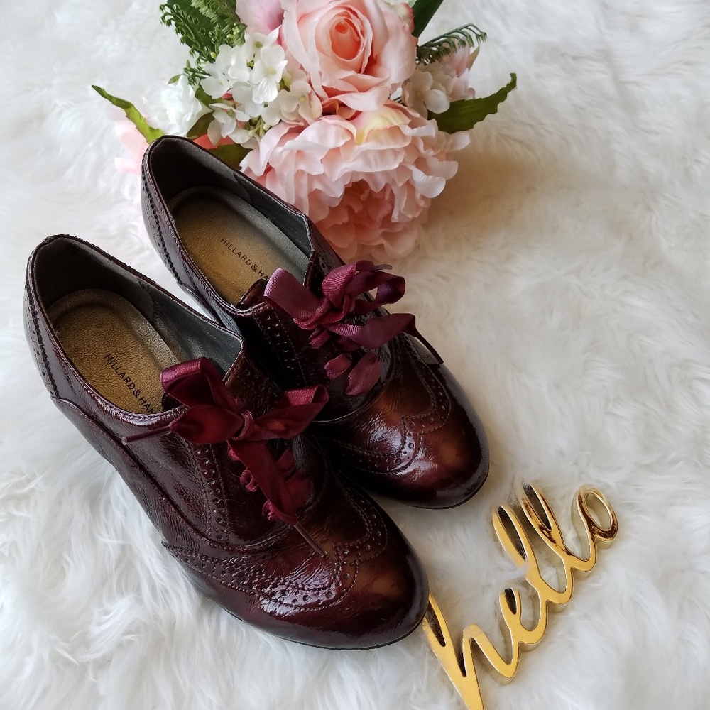 Hillard & Hanson Burgundy Pin-up Style Heels